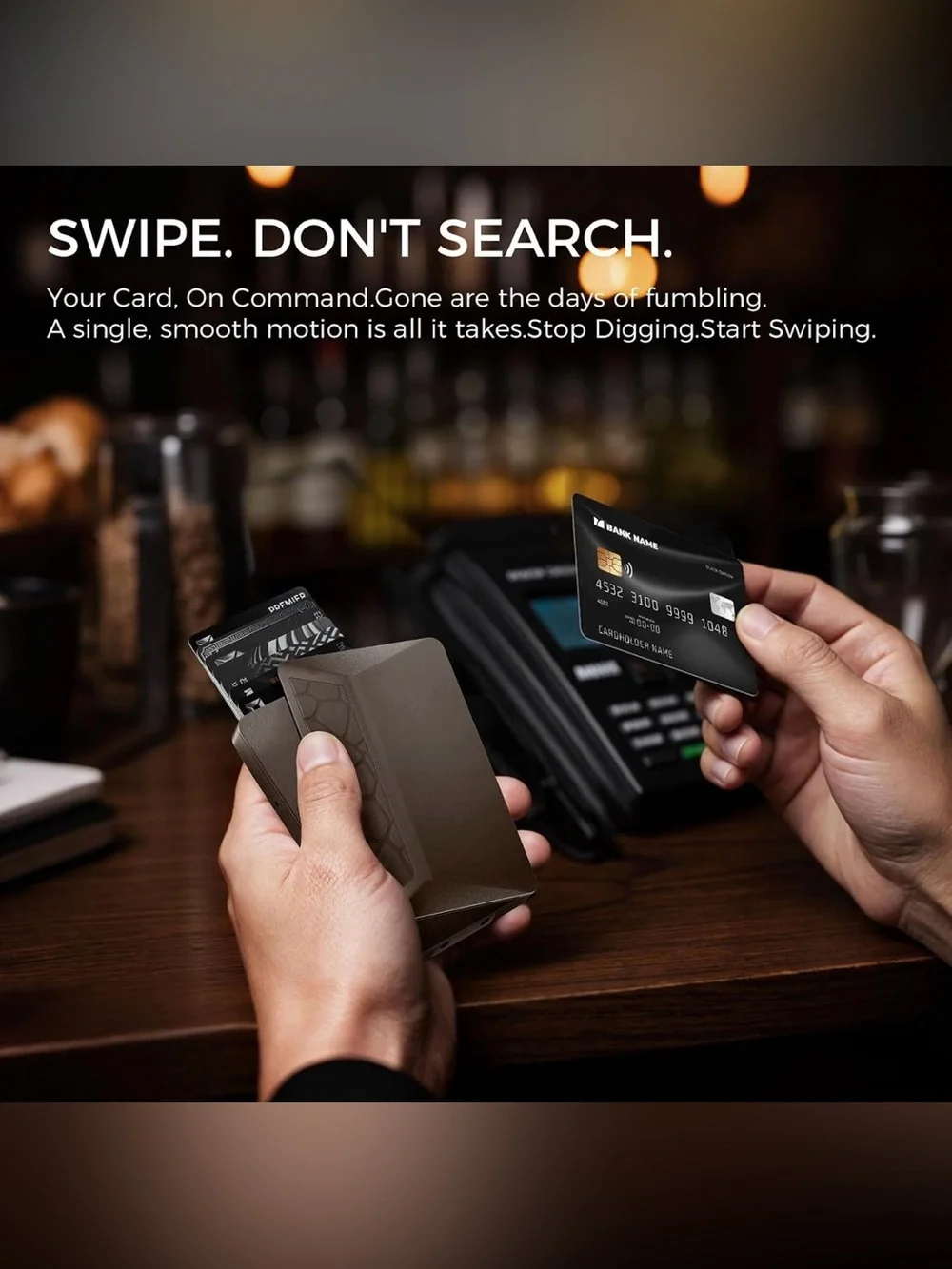 Minimalist Wallet for Men - RFID Blocking Slim Wallet with Money Clip - Swip
